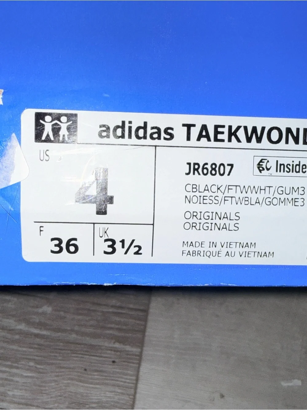 adidas Taekwondo Lace Black White Gum Shoes US 4 NEW